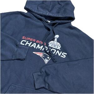 New England Patriots NFL Super Bowl Champions XLIX Men's Navy Hoodie Large